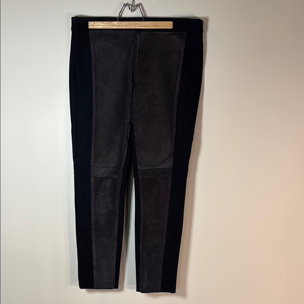 Ecru Black and faux suede Brown Straight Leg Pants
